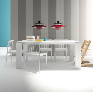 contemporary dining table / wooden / ceramic / lacquered glass