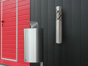wall-mounted ashtray / stainless steel / for outdoor use / for public spaces