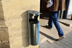 wall-mounted ashtray / stainless steel / for outdoor use / for public spaces