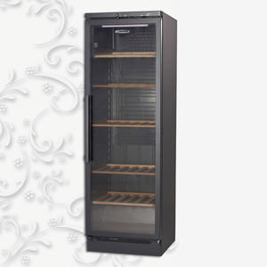 commercial wine cabinet / floor-mounted / metal / glazed