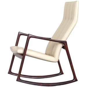 Scandinavian design armchair / leather / walnut / wenge