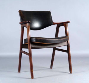 Scandinavian design chair / upholstered / with armrests / solid wood