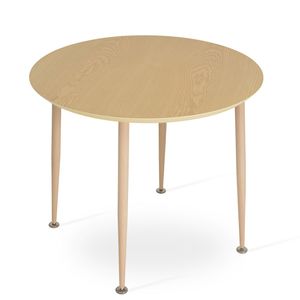 contemporary dining table / walnut / steel / round