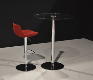 contemporary high bar table / glass / steel / tempered glass