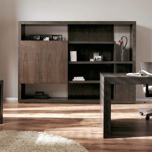 modular bookcase / contemporary / for offices / walnut