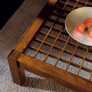 contemporary coffee table / walnut / beech / glass