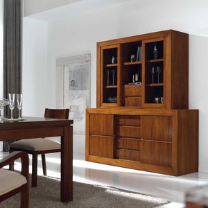 contemporary sideboard / walnut / beech / with shelf