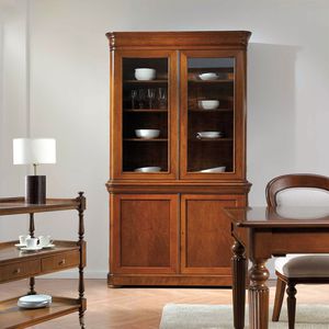 Victorian china cabinet / walnut / beech / glass