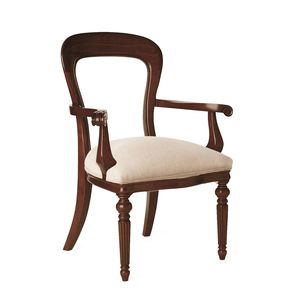 traditional chair / with armrests / upholstered / beech