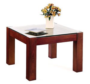 contemporary coffee table / beech / glass / square
