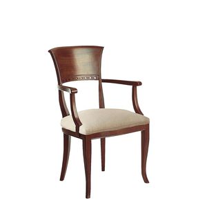 traditional chair / upholstered / with armrests / ergonomic