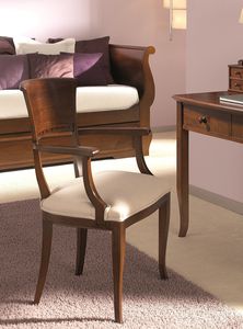 traditional chair / upholstered / with armrests / ergonomic