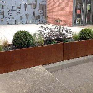 COR-TEN® steel planter / thermo-lacquered steel / rectangular / custom