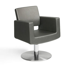 synthetic leather beauty salon chair / central base / with armrests / upholstered