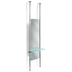 contemporary dressing table / stainless steel / glass / wall-mounted