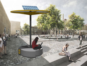 mobile phone charging station / with integrated bench