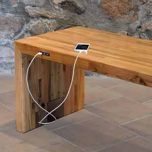public bench / minimalist design / wooden / steel