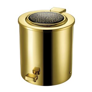 bathroom trash can / brass / Swarovski® crystal / foot-operated