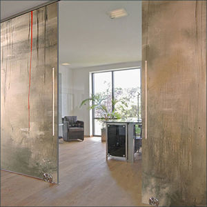 sliding door / solid wood / interior / full-height