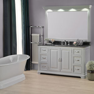 free-standing washbasin cabinet / wooden / marble / quartz