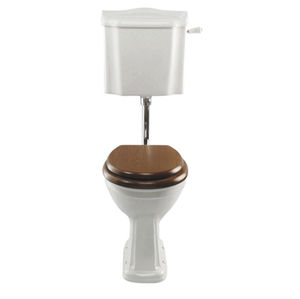free-standing toilet / porcelain / with high tank