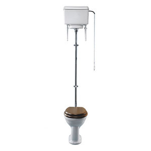free-standing toilet / porcelain / with high tank