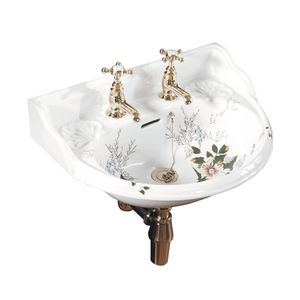 wall-mounted hand basin / semicircular / porcelain