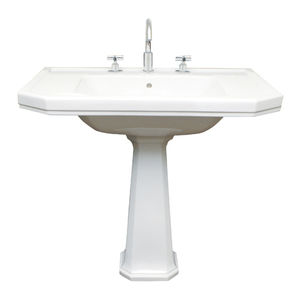 free-standing washbasin / rectangular / porcelain / Art Deco