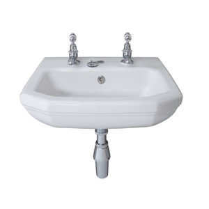 wall-mounted hand basin / rectangular / porcelain