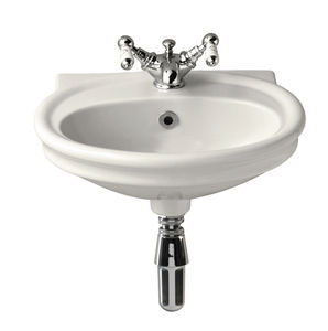 wall-mounted hand basin / oval / porcelain