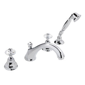 double-handle bathtub mixer tap / free-standing / brass / bathroom
