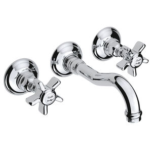 washbasin double-handle mixer tap / wall-mounted / built-in / brass