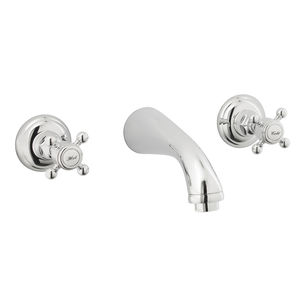 washbasin double-handle mixer tap / wall-mounted / brass / for bathrooms