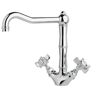 free-standing double-handle mixer tap / brass / kitchen / 1-hole