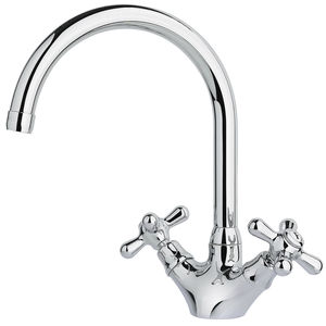 free-standing double-handle mixer tap / brass / kitchen / 1-hole