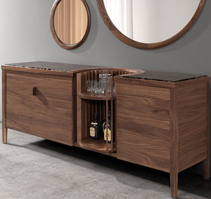contemporary bar cabinet / walnut