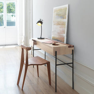 oak desk / walnut / powder-coated steel / contemporary