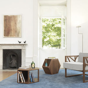contemporary coffee table / oak / solid wood / hexagonal