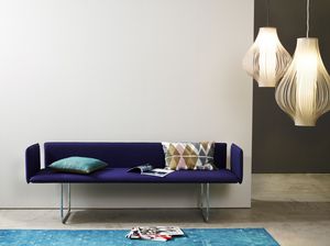 contemporary upholstered bench / leather / with backrest / violet