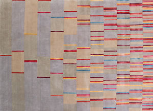 contemporary rug / striped / wool / vegetal silk
