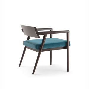 contemporary armchair / leather / fabric / beech
