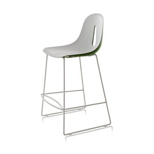 contemporary bar chair / chrome steel / polyurethane / sled base