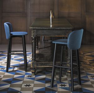 contemporary bar chair / upholstered / sled base / fabric