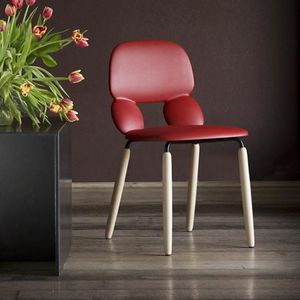contemporary chair / upholstered / sled base / beech