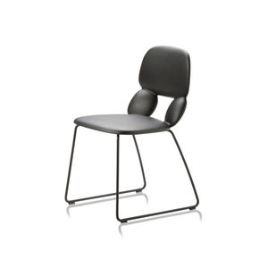 contemporary chair / upholstered / sled base / metal
