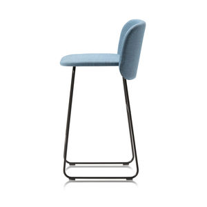 contemporary bar chair / upholstered / sled base / velvet