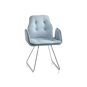 contemporary restaurant chair / with armrests / sled base / wool
