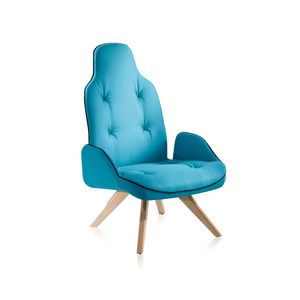 contemporary fireside chair / wooden / wool / contract