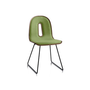 contemporary chair / upholstered / sled base / fabric