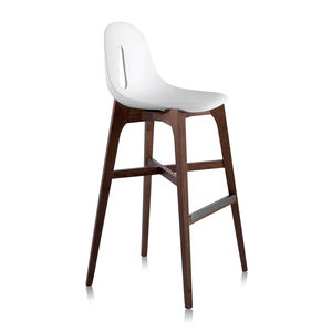 contemporary bar chair / walnut / beech / polyurethane